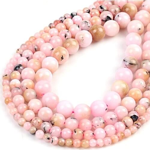 Wholesale Natural Minerals Pink Opal Beads For Needlework Jewelry Making Round Stone Beads DIY Bracelets Necklaces 4/6/8/10mm