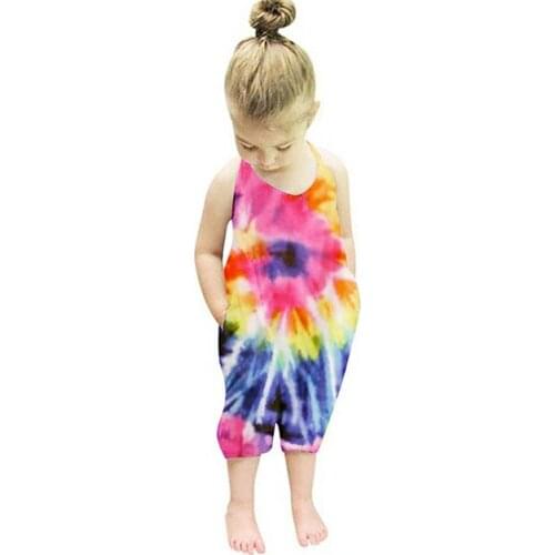 Baby Girl Summer Jumpsuits, Colorful Strap Backless Romper Toddler One-Piece Pants
