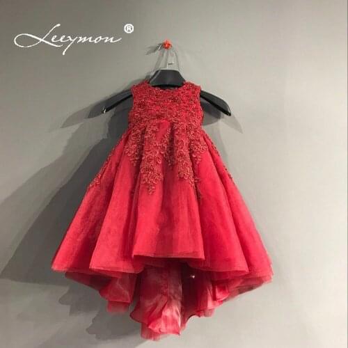 Leeymon Custom Made Flower Girl Dress Cute Ball Gown Kids Evening Dress Beading 2018 Children Mother and Daughter Dress