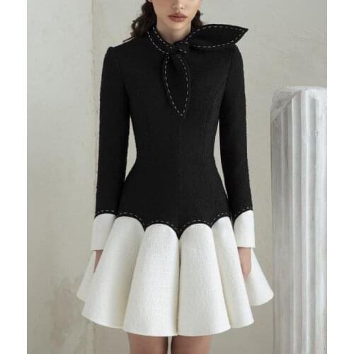 Tailor shop little black dress black dress female light luxury dress Semi-Formal Dresses princess dress black white dress