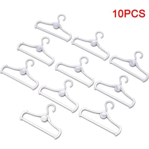 10Pcs Cute Mini Mixed Plastic Grey Hangers Dolls Accessories for Doll Wardrobe Dress Clothes Dollhouse Toys