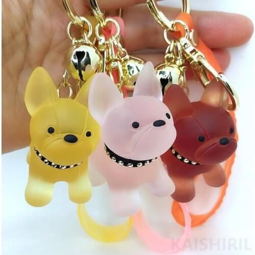 2020 Fashion Bulldog Dog Key Chain Cute Doll Keychain For Woman/Men/Kids Animal Couple Bag Pendant Car Key Ring