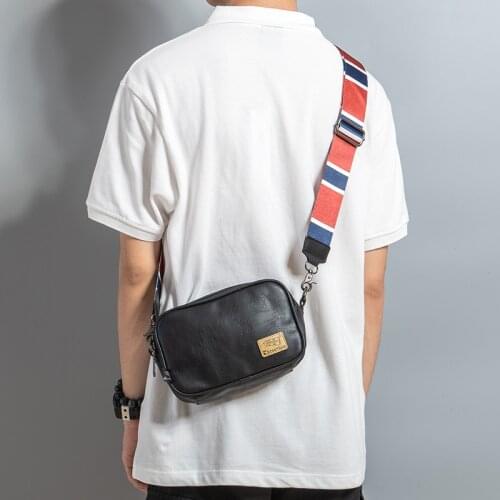 Retro Mens Shoulder Bag PU Leather Fashionable Messenger Bag Trend Mens Chest Bag Personalized Travel Small Crossbody Bag