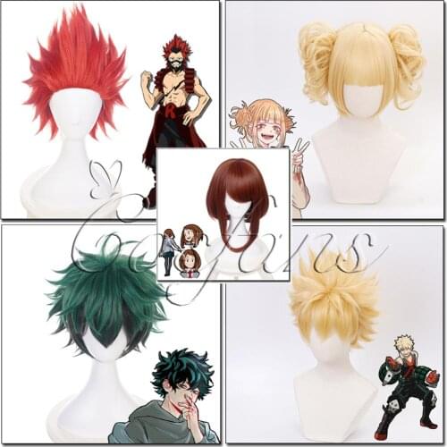 My Hero Academia Boku no Hero Academia Himiko Toga JK Wig Head Costume Cosplay Wig Shoto Todoroki Katsuki Bakugo Ochako Uraraka