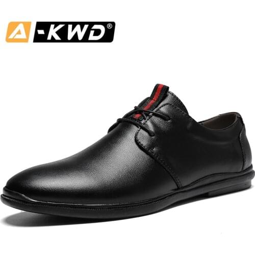 2020 Black Oxfords Leather Men Shoes Fashion Casual Pointed Top Formal Business Male Wedding Dress Flats Shoes Big Size 37-47