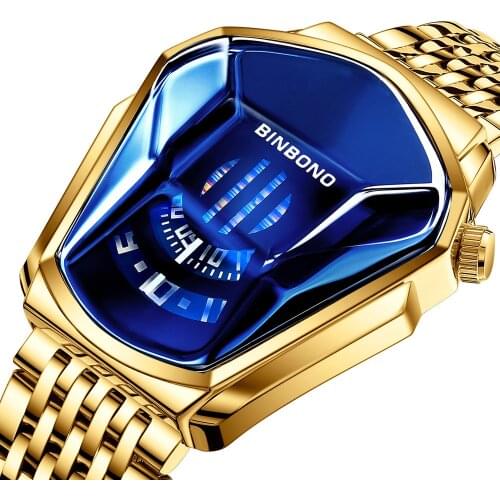 2020 New trend mens casual quartz watchGold wrist watch For Men male black technology waterproof student locomotive