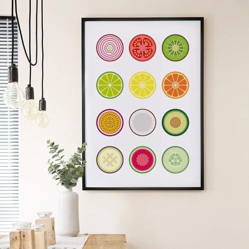 Scandinavian Style Fruit and Vegetables Poster Canvas Painting Wall Pictures for Kitchen Living Room Nordic Decoration Home Art