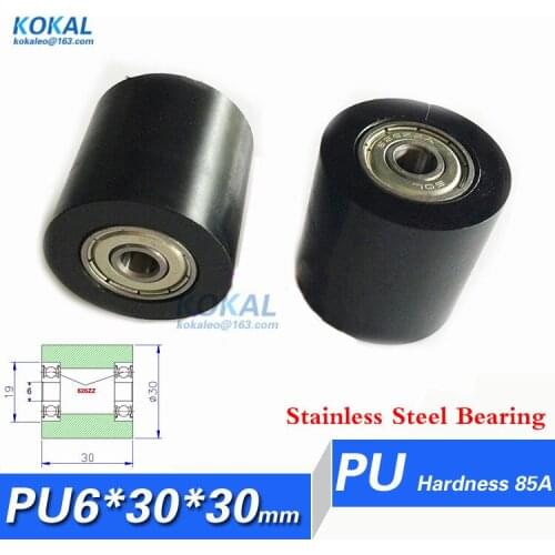 [PU0630-30S]stainless steel bearing PU TPU big ball bearing 6*30*30mm double ball bearing rubber pulley wheels