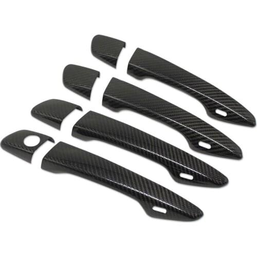 QHCP Carbon Fiber 8Pcs Exterior Car Door Handle Cover Trim Sticker Auto Accessories For Lexus ES CT IS GS