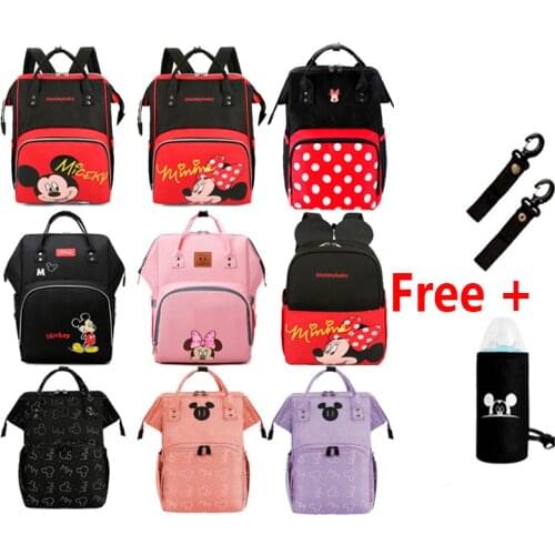 Disney Baby Diaper Bags Large Capacity Baby Stroller Insulated Bag Travel Organizer Baby Bag Set Lightweight Diaper Bag Backpack