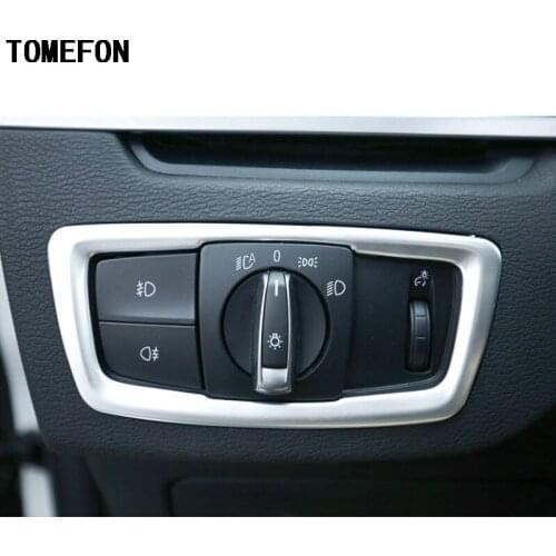 TOMEFON Stainless Steel For BMW 1 Series Sedan 118i 120i 125i F52 2017 Car Styling Headlight switch Decorative Stickers Case