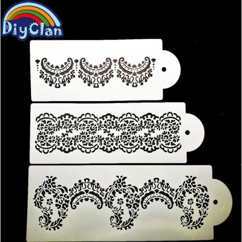 3 pieces Grand wedding cake lace decoration plastic Cake painting Stencil Kitchen Cupcake Decoration Template Baking Tools P0122