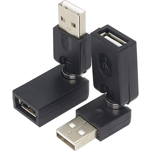 USB 2.0 Male to Female Extension Connector 360 Degree Rotation Adjustable Converter(2-Pack)