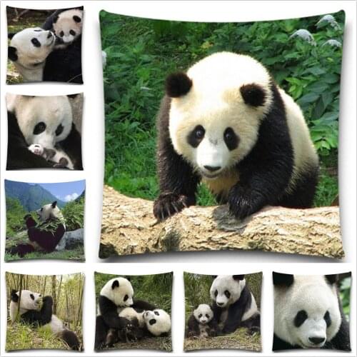 Vintage Panda Pillow Case Home Decor Cushion Cover Polyester Cotton Throw Pillow case 5 size