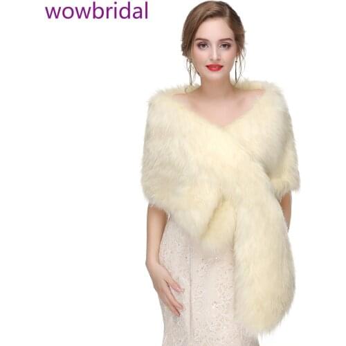 WOWBRIDAL Warm Faux Fur Winter Bridal Cape Wedding Cloaks Party Wraps Jacket Wrap Boleros De Encaje Boleros De Mujer