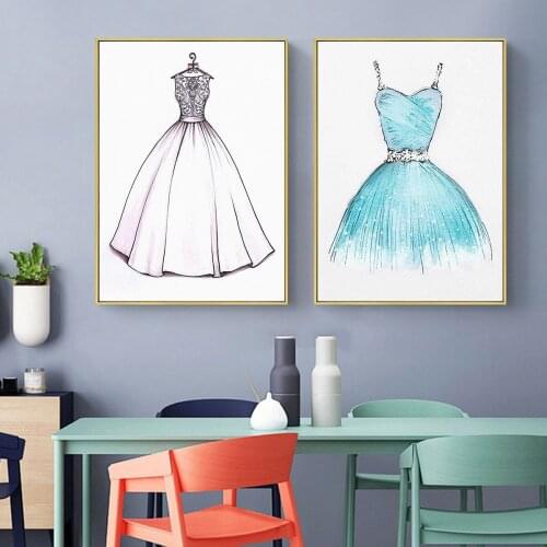 Skirt Design Manuscript Color Lead Oil Painting Picture Poster Canvas Print Painting Wall Art Living Room Home Decoration