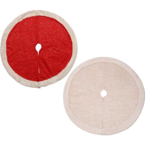 Christmas Tree Skirt, 37 Inch Soft Plush Knit Sequin Tree Skirt With Faux Fur For Holiday Christmas Decoration