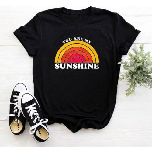 You Are My Sunshine Women T-shirt Punk Pattern Cotton Tshirt Woman Top Aesthetic Casual Loose Tee Shirt Women Streetwear