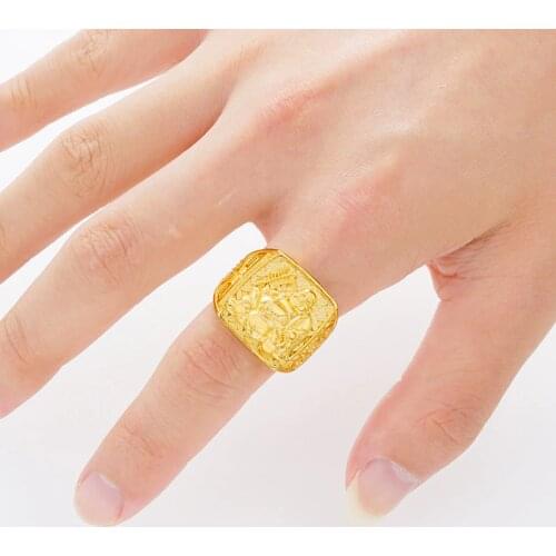 24K Gold Amulet Buddha Rings Maitreya Metteyya Design Buddhist Rings for Women 24K Gold Ring Vintage Buddhism Jewelry Wholesale