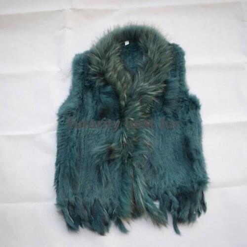 SF0047 27 colors winter new Knitted hand made Rabbit fur vests gilet sleeveless Knit Fur Waistcoat Women