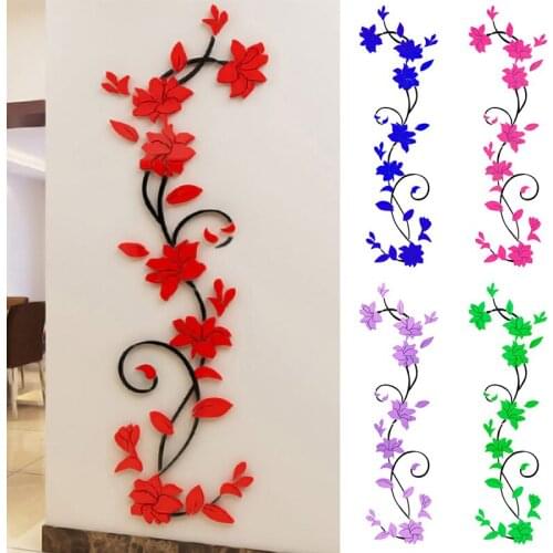 1Pcs Creative Wall Stickers Flower Vine Home Decoration For Childrens Room Fridge Living Room Art Wallpaper Decal Home Decor