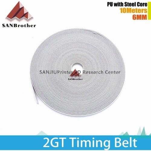 10M/Lot PU with Steel Core GT2 Belt 2GT Timing Belt 6mm Width 10M a Pack for 3d printer Free Shipping