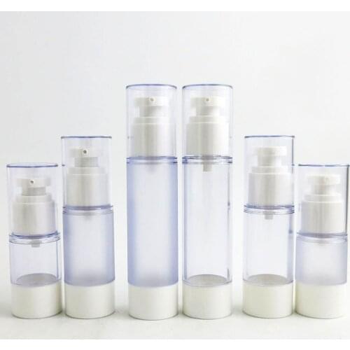 Portable Fashion Empty Cosmetic Airless Bottle Plastic Treatment Pump Travel Bottles 15/30/50ml 12pcs