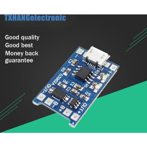 2PCS Micro USB 5V 1A 18650 TP4056 Lithium Battery Charger Module Charging Board With Dual Functions
