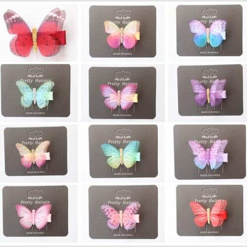 24pcs/lot Glitter Fairy Princess Kids Hair Clip Top Quality Brand Hairpin Girl Kid Hair Barrette Cute 5cm Butterfly Summer Style