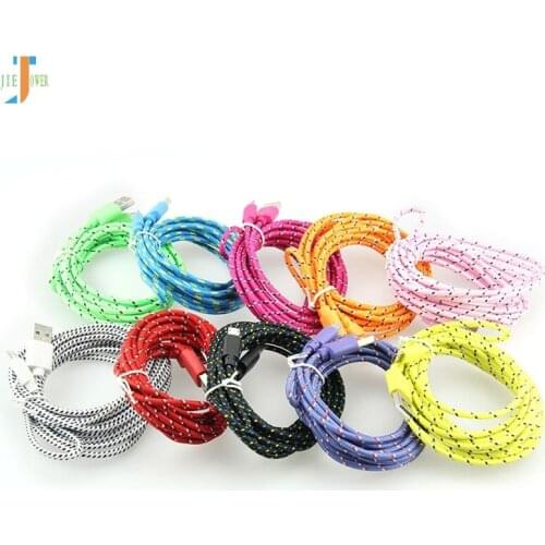 300pcs/lot Micro USB Cable Round Braided Fabric Fast Data Sync Charging Cable for Iphone 8 7 6 Samsung S7 A7 Xiaomi Huawei