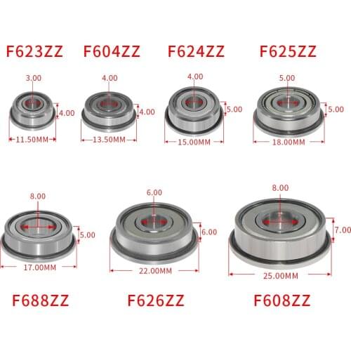 10pcs a lot F625-2Z F625ZZ F625zz F625 zz Flanged Flange Deep Groove Ball Bearings 5 x 18 x 5mm for 3D printer Stainless Steel