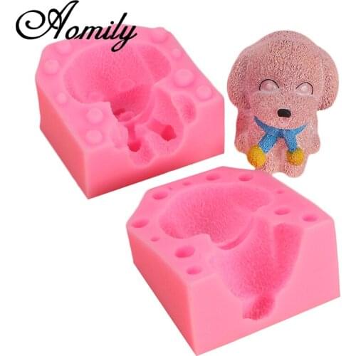Aomily Teddy Dog Handmade Fondant Cake Mold Cartoon Decorating Sugar Craft Chocolate Moulds Tools Silicone Molds Baking Supplies