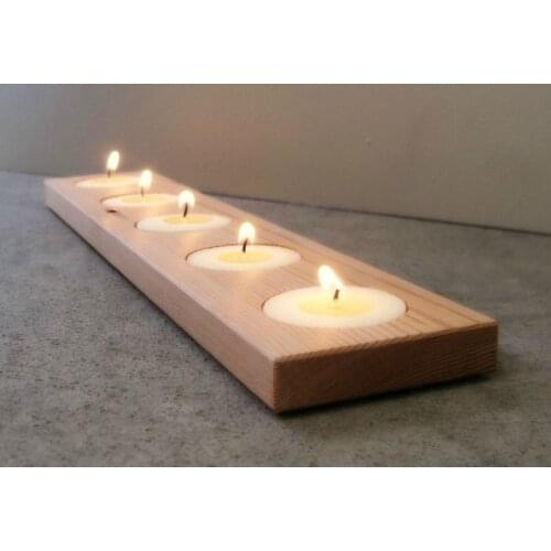 Wooden Decorative Design 5-Piece Candle Holder