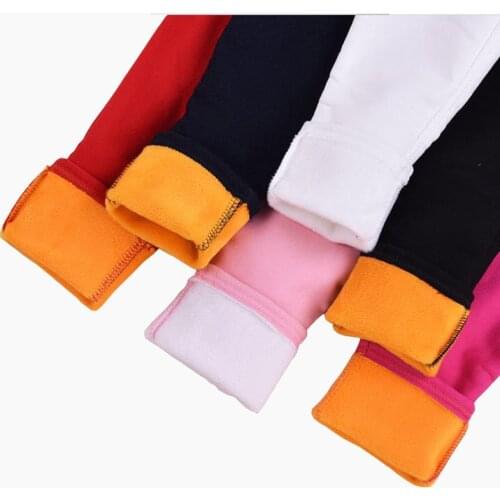 Kids Winter Velour Thick Pants 2020 Baby Girl Leggings Cotton Fleece Winter Warm Pants for Girl Candy Color Girl Kids Trousers