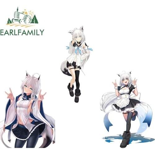 EARLFAMILY 13cm for Hololive Shirakami Fubuki Car Accessoires Stickers ATV Decal Scratch-Proof Windows Laptop Graffiti Graphics