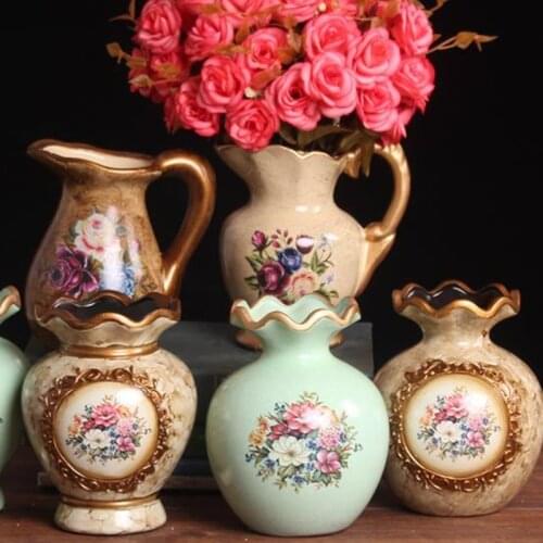 European pastoral decoration small vase, American country table milk jug vase, vintage ceramic crafts, home Christmas decoration