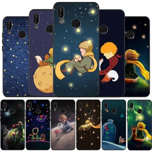 Cute little prince fox elephant rose Black Soft Phone Case For Huawei 40 30 20 10 9 Lite Pro P smart 2019 Y6 Y6 Prime2019 Y9