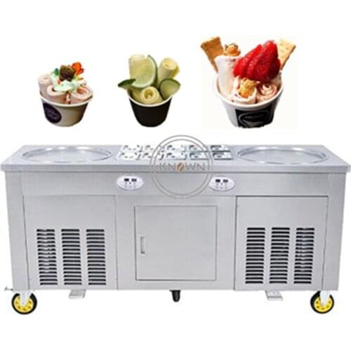 Multifunction Commercial double pan fried ice cream machine fast freeze fry ice cream roll machine with CE ISO approved