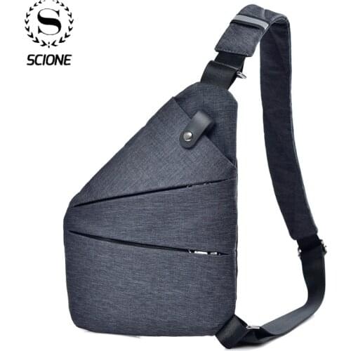 Scione Men Portable Leisure Chest Bag Simple Solid Pack Fashion Small Chest Bag for Men Purse Waisten Antitheif Chest Bag