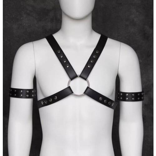 Men Adjustable Leather Belt clubwear Sexy Costumes Chest Erotic Underwear Cross Sexy Toys for harness bdsm bondage men