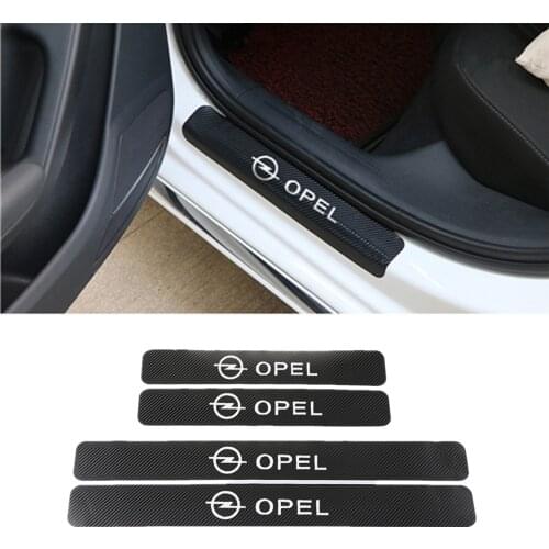 4pcs Carbon fiber Door Sill Scuff Car Door Plate Car Stickers For Opel Astra H G J Insignia Mokka Zafira Corsa Vectra C D Antara