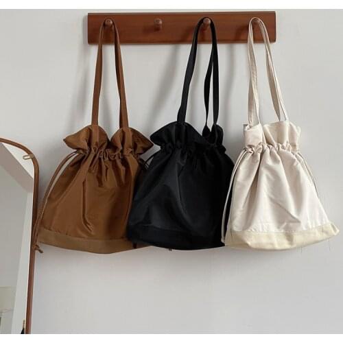 Nylon Middle Womens Bags Ladies Shoulder Bag Large Capacity Female Handbags Casual Drawstring Japan Youth Bags Whole Sale