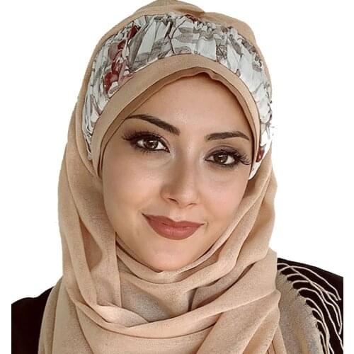 Yeni Moda Hijab Kadın Müslüman Başörtüsü 2021 İslami Türban Chiffon Eşarp Şapka Fular Açık Sütlü Kahve Prenses Model Hazır Şal