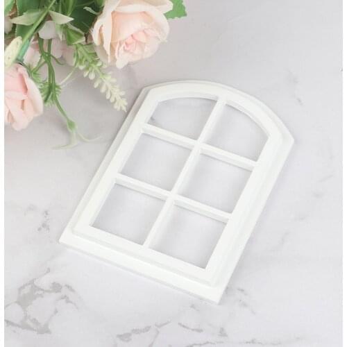 New Arrival 1:12 Dollhouse Miniature Wooden Round Head Six Squares Window Model Furniture Toys