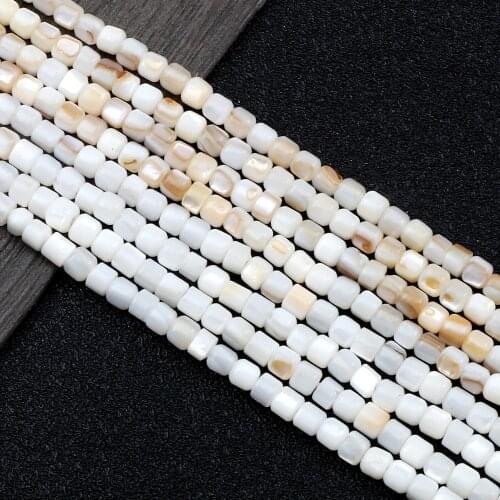 Wholesale 3*4MM Cylindrical Natural Freshwater shell Beads Charm Loose Mother of Pearl Beads for DIY Craft Jewelry Making 15"Per