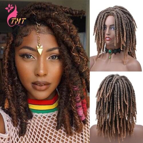 Braided Wigs For Women Short Ombre Dreadlock Afro Hair Wig Braided Crochet Twist Hair Short Curly Heat Resistant Synthetic Wigs