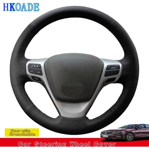 DIY Black Artificial Leather Sweat-absorbent Hand-stitched Car Steering Wheel Cover For Toyota Verso EZ Avensis