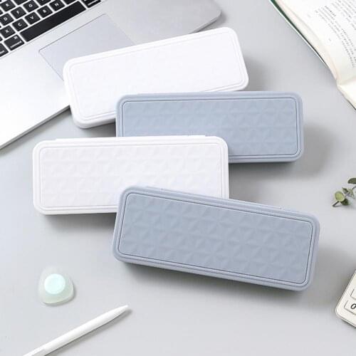 Portable Stationery Case Double-layer Pencil Case Plastic Pencil Box Pencilcase Student Stationery Organizer Pen Box Pencil Case