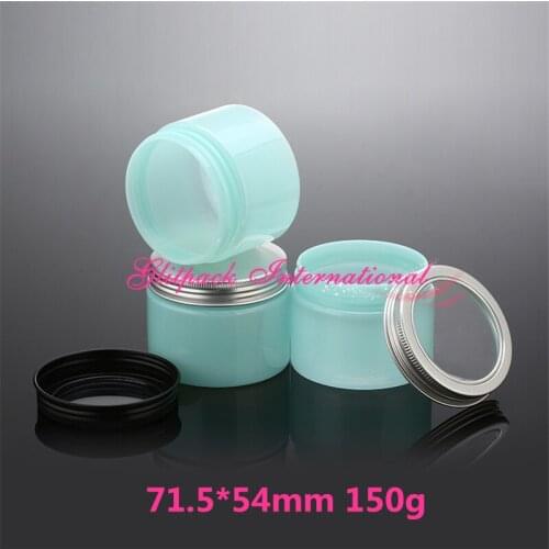 Cosmetic package body butter cream scrub empty containers jar 150g Blue Tint color window lids PET jars for cosmetics