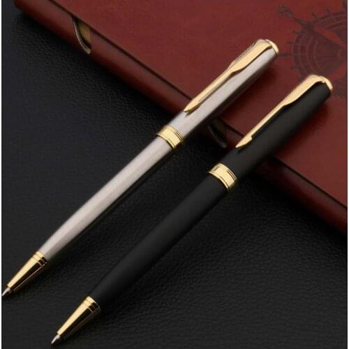 High Quality Brand 73 BALLPOINT PEN Drawing pattern STAINLESS STEEL Matte black Golden Ball Ink Pen Stationery Office Supplies